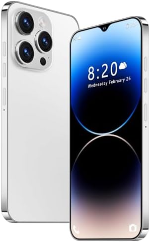 A14ProMax Unlocked Cell Phones 5G Smartphone,Android 13 Cell Phones Snapdragon 8Gen2 6.8" HD Screen 13MP+50MP 6800mAh Support Dual SIM Fingerprint Lock GPS Face ID (6GB+128GB, White)