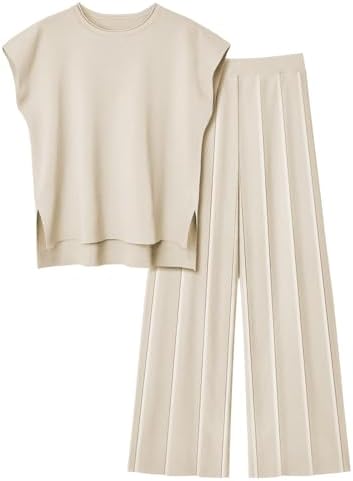 LILLUSORY 2 Piece Outfits for Women Lounge Matching Set Two Pcs Knit Tracksuit Sweatsuits Top & Pants 2025