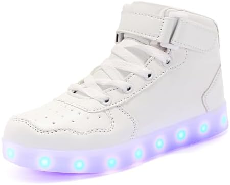 Wooowyet Men LED Light Up Shoes for Women High Top Lights Sneakers Glowing Neon Luminous Sequin Fashion Sparkle Bling Shiny Punk Boots LED Shoes