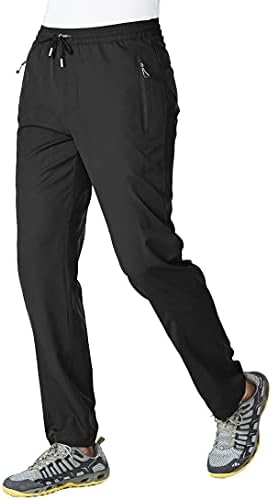BASUDAM Men's Athletic Pants Thin Lightweight Quick Dry Zipper Pockets Outdoor Sports Pants for Running Jogging Hiking
