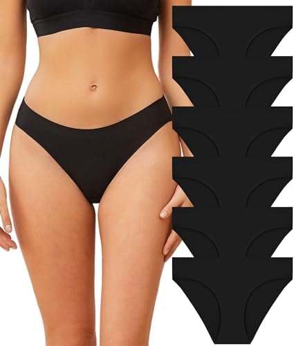 Seamless Underwear for Women Soft No Show Panties Sexy High Cut Invisible Hipster Silky Cheeky Ladies Bikini 6 Pack