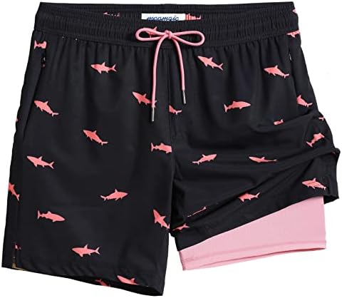 maamgic 2 in 1 Mens Swim Trunks 7 Inch Swim Shorts Swim Suits Board Shorts