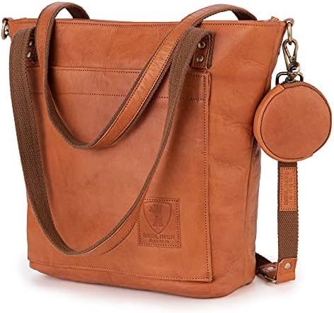 Berliner Bags Vintage Genuine Leather Tote Bag Verona, Handbag, Large Shopper, Work Bag for Women - Brown