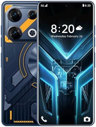 Unlocked Cell Phones G10, Android 14,12+512GB Smartphone,6800mAh Battery Android Phone, 108MP+48MP Camera, Support Face ID/GPS/WiFi (Black)