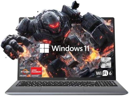 2025 Gaming Laptop, Laptop with AMD Ryzen 7 5700U (8C/16T, Up to 4.3GHz), 16GB RAM 512GB NVMe SSD Laptop Computer, Radeon RX Vega 8 Graphics, 16.1-inch FHD Display, WiFi 6, 53Wh Battery, Backlit KB