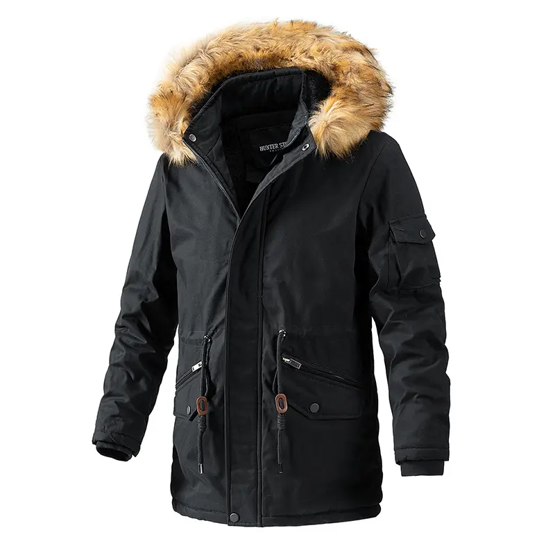Winter Thicken Warm Soild Color Casual Streets Cold-proof Jacket,Men's Fur Collar Parkas Coat Summer Parka 