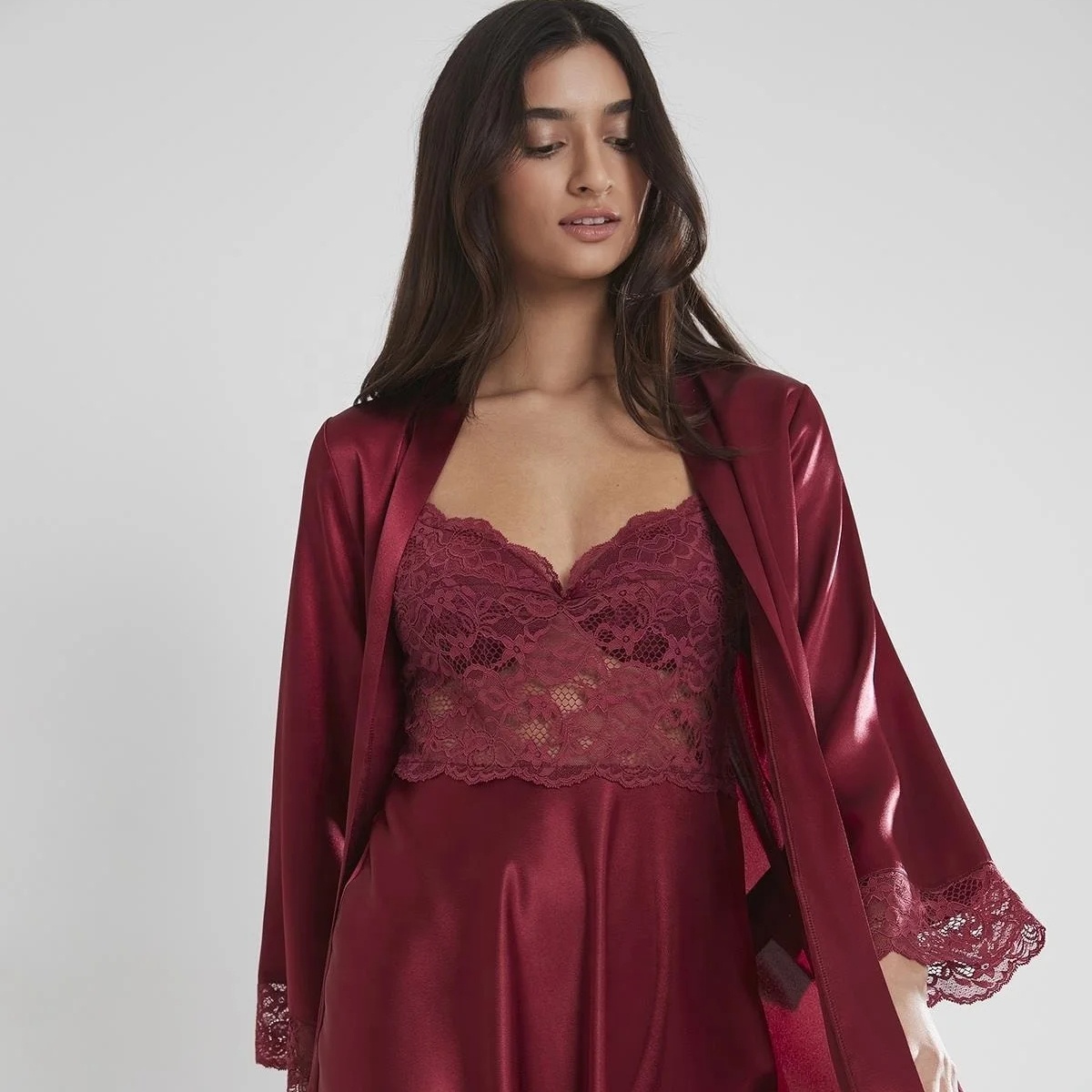 Wholesale Ladies Sleeveless Elegant Nightdress Plus Size Women's Sleepwear 2 Piece Nightgowns Sexy Lingerie Lounge Wear Sets
