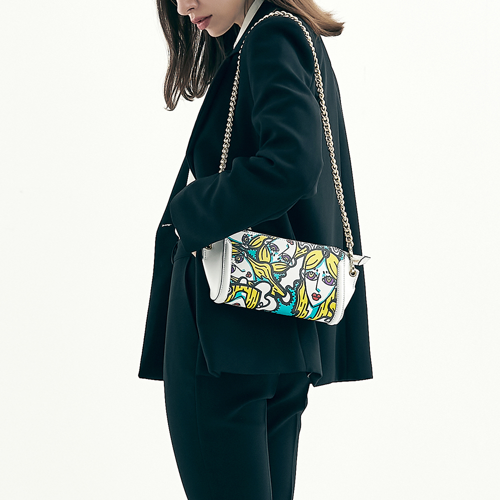 New Luxury Women's Handbag Brand In South Korea With High Quality Genuine Saffiano Leather Artwork Handbag Cross Bag P1 