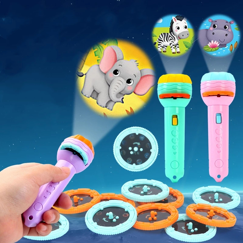 Baby Sleeping Story Book Flashlight Projector Cartoon Torch Lamp Toy Early Education Toy For Kid Xmas Gift Light Up Toy 