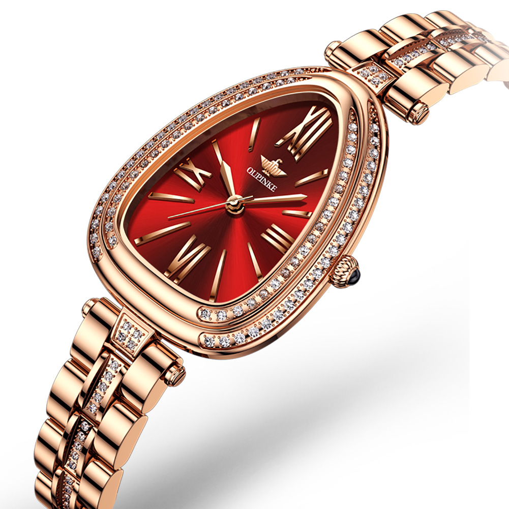Oupinke 3192 Fashion Luxury Water Quartz Ladies Watch Stainless Steel Waterproof Oval Women's Creative Quartz Women Watch 