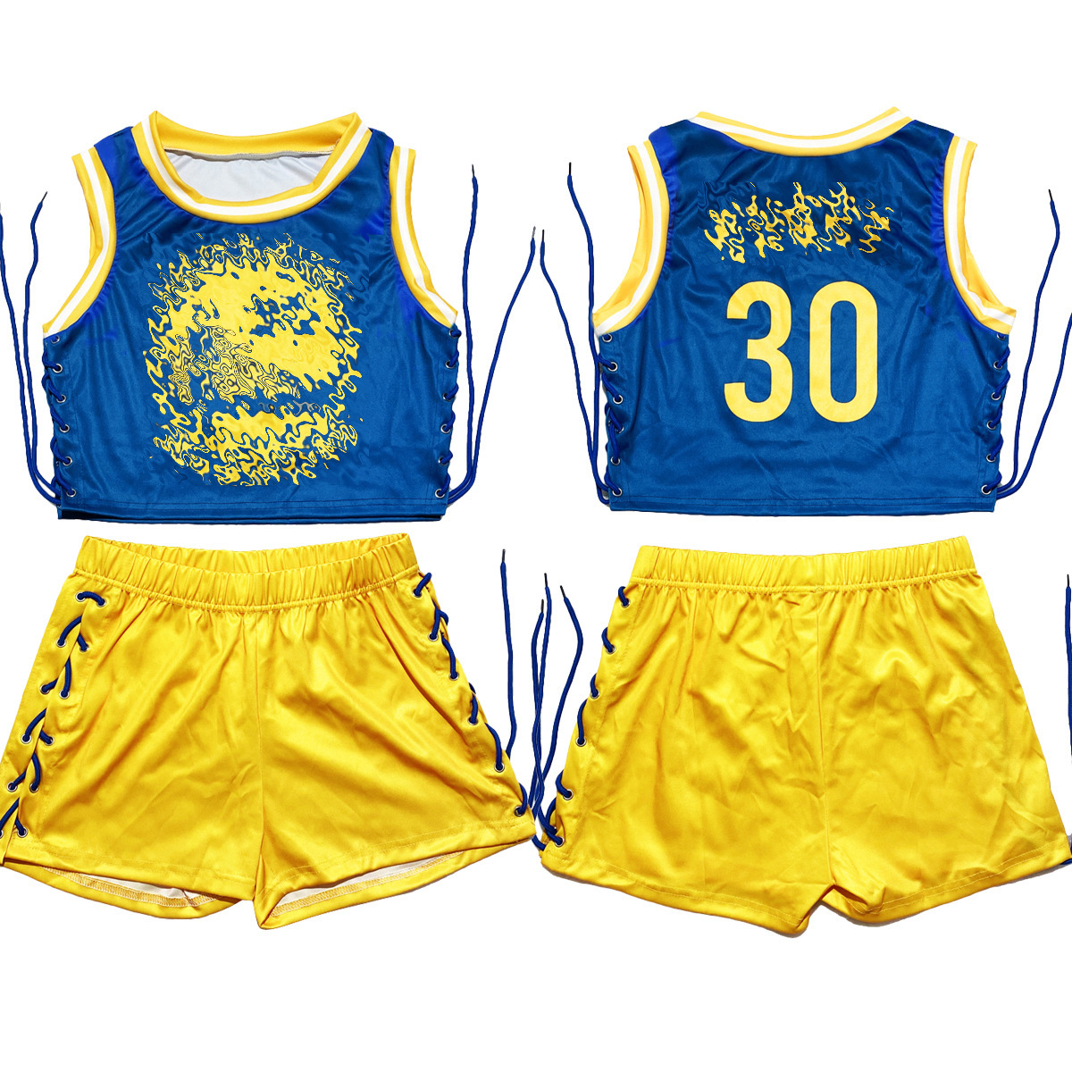 Women's Clothing Sexy Fashion Double Sided Pattern Printing Sleeveless 2 Piece Set Women Shorts Set 