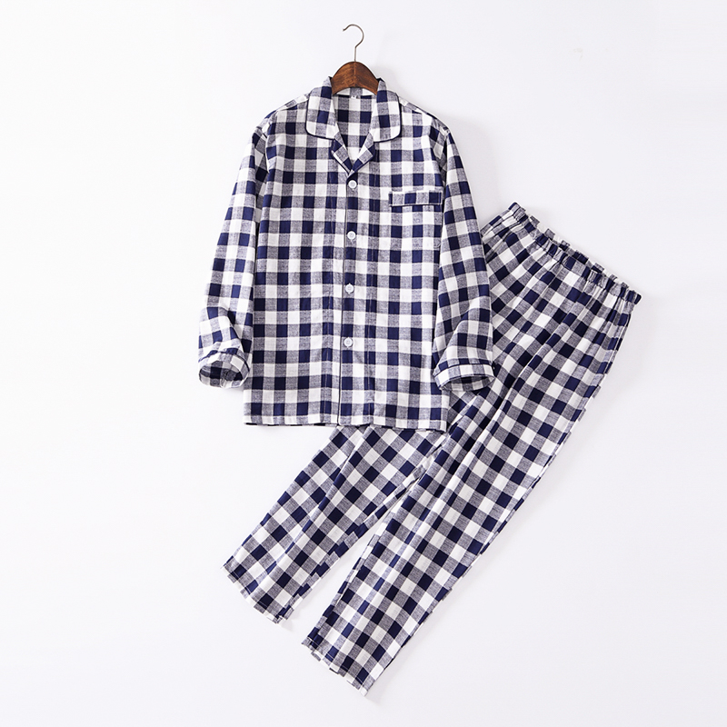 Halloween 2020 Latest Men Clothing Wholesale Skin Friendly Plaid Long Sleeve Shirt Set Pajama Men's Sleepwear Pajamas Set 