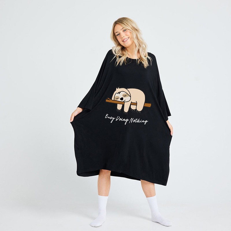 Nightgowns For Women Soft Bamboo Pajamas Long Sleeve Night Oversize Women's Sleepwear One Size Fits All Sleep Dress Sleep Tees 