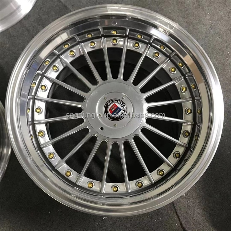 High Quality Custom 15 To 24 " 3 Pieces Forged Split Wheel Full Polish Step Lips Deep Dish Alpina Alloy Wheels For Bmw E24 E38 