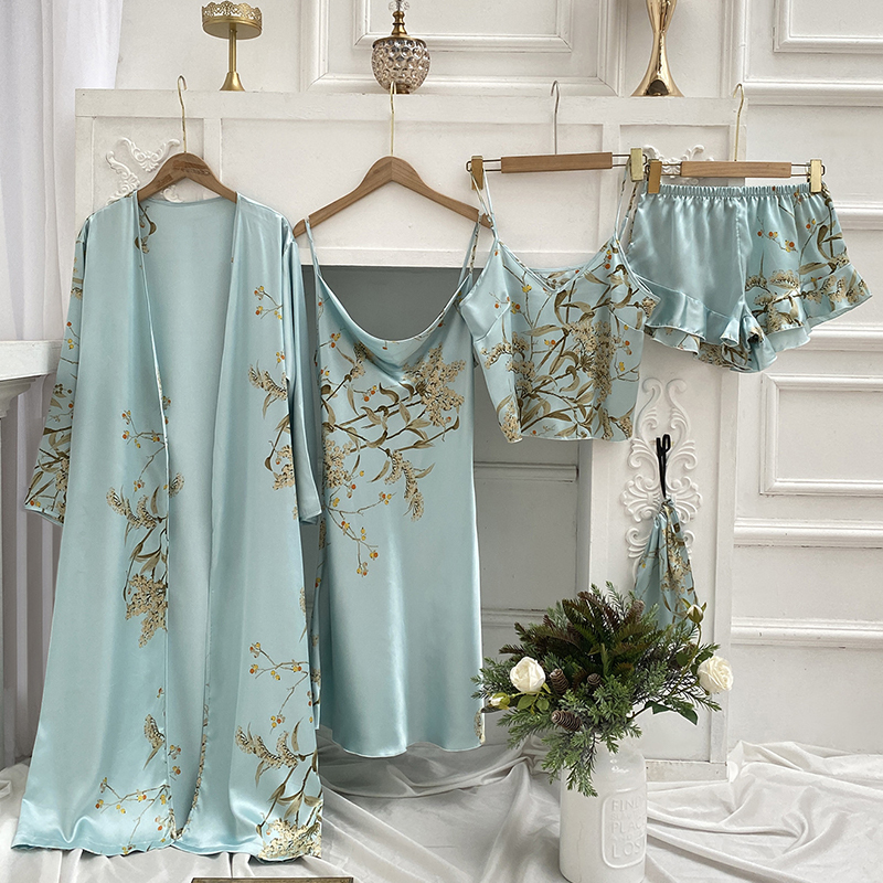 2022 Satin Silk Pajamas Women's Pajamas Satin Lingerie Nightgown Satin Nightdress Sleepwear 