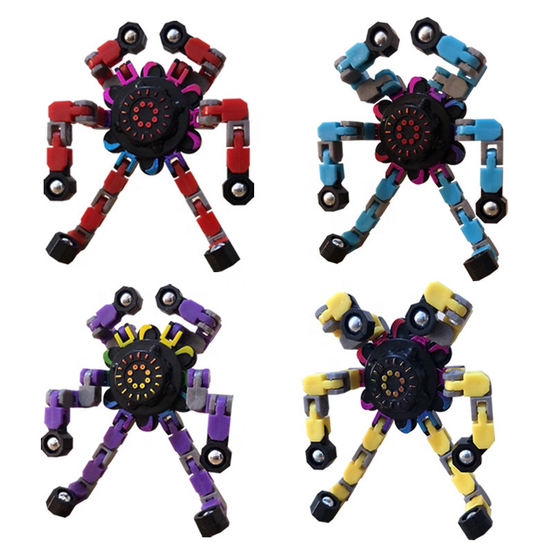 Merrycoo Funny Sensory Fidget Toys,Transformable Chain Robot Finger Toy Diy Deformation Robot Mechanical Spinners 