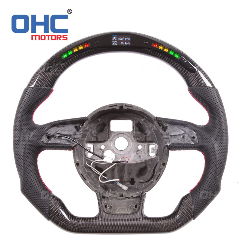 100% Real Led Rpm Carbon Fiber Steering Wheel Fit For Audi Rs3 Rs4 Rs5 Rs6 Rs7 S3 S4 S5 S6 S7 2012 To 2016 Ohc Motors 