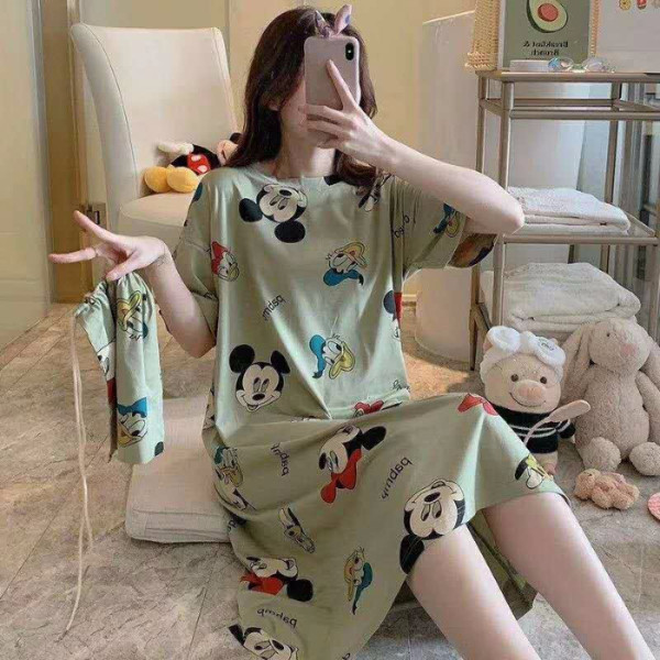 Summer Thin Nightdress Cute Print Soft Women's Home Wear Women's Sleepwear Plus Size Women's Sleepwear Pijamas 