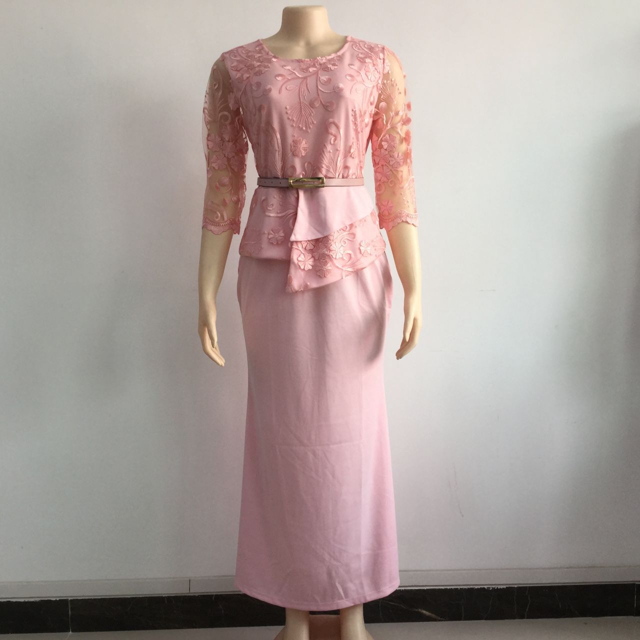 H 10% Off Autumn Women Lace Dresses Africa Office Lady Work Wear Elegant Long Sleeve A-line Female Party Dress Plus Size 5xl 