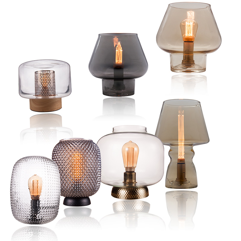 Glass Table Lamp Home Decoration For Bedroom Living Room Art Decor Beside Night Nordic Black Mushroom Lamp 