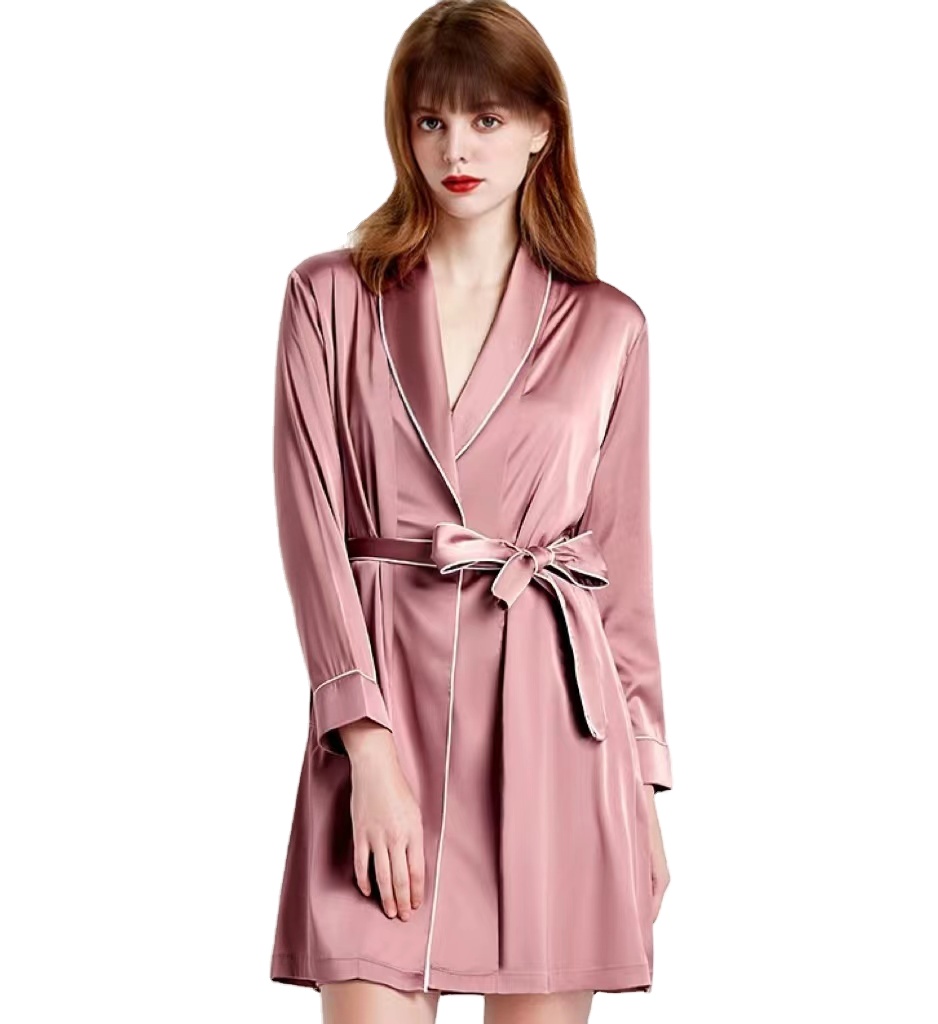 Odm Oem Custom Embroidery Logo Silk Pajama Women's Sleepwear Robes Eco-friendly Lingerie Robe 