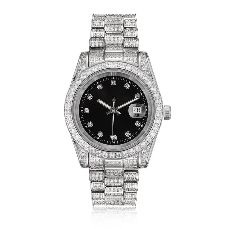 Dropshipping Luxury Men Wrist Watch Custom Logo Stainless Steel 5a Zircon Diamond Iced Out Mechanical Automatic Watches 