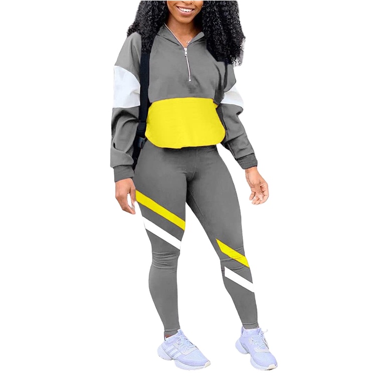 Ropa Deportiva Mujer Women's Casual Sportswear 2 Piece Zip Top Jacket And Elastic Waist Pants Women's Windbreak Coat Sportswear 
