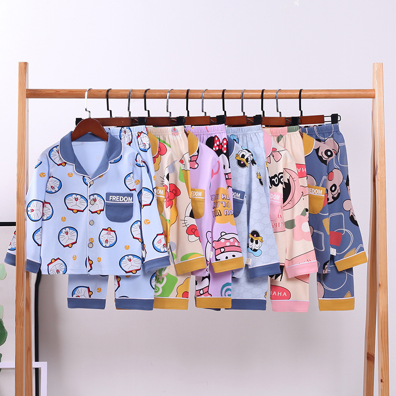 Casual Long Sleeve Winter Cartoon Knitted Pajamas Baby Kids Girls' Sleepwear Pjs Pyjamas Cotton Kids Pajamas 