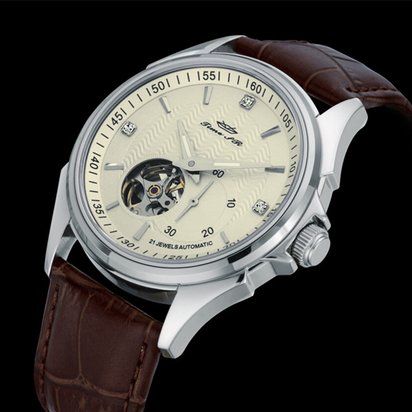 Factory Custom Make Watches Automatic Men Watch Leather Strap Sapphire Crystal Stainless Steel Watch Case 