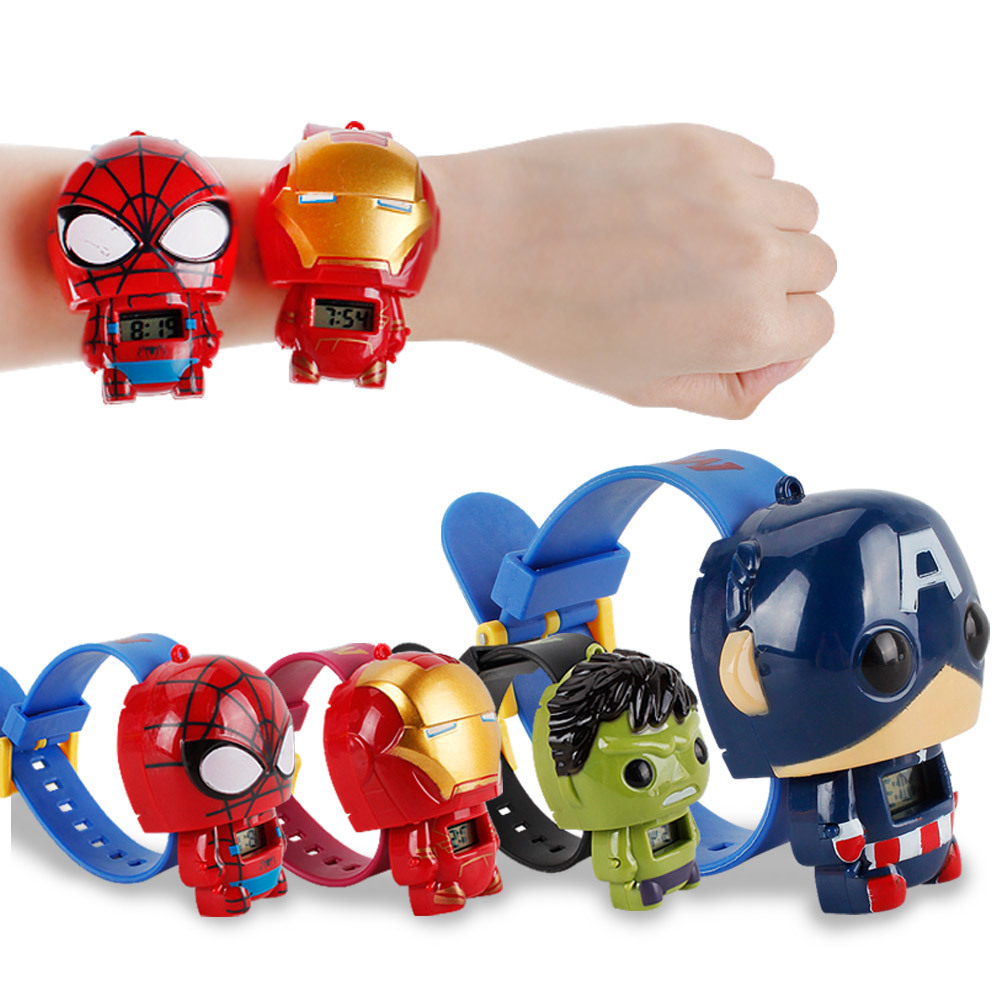 Hot Selling Kids Watch Transformation Toys For Kids In Marvel Cute Shape Spider-man Q Version Children's Toy Gift 