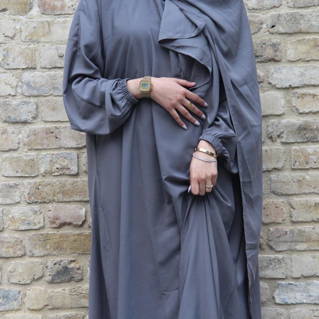 2022 Wholesale Islamic Clothing Ramadan Hoodie Long Prayer Dress Plain Attached Hijab Loose Abaya Women Muslim Dress Jilbab 