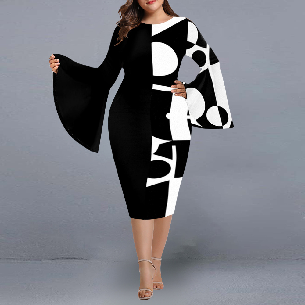 2022hot Sale Elegant Casual Plus Size Dress Blouse Peplum Office Dress Plus Size Maxi Dresses Women 