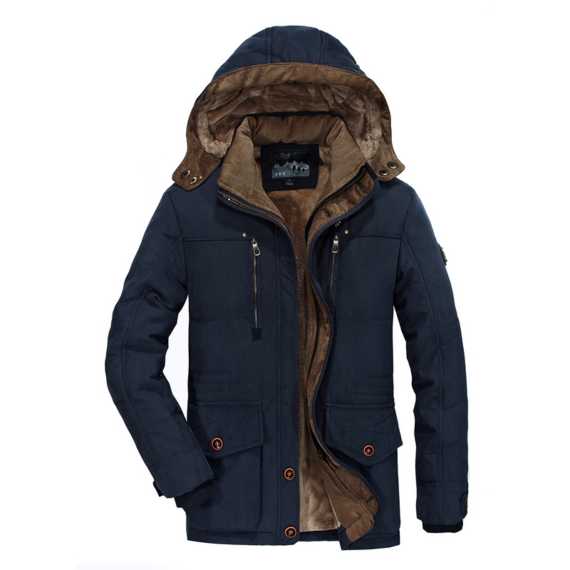 Windbreaker Thick Plus Size Parka Coats Winter Warm Jacket Men Fleece Coat Long Parkas 