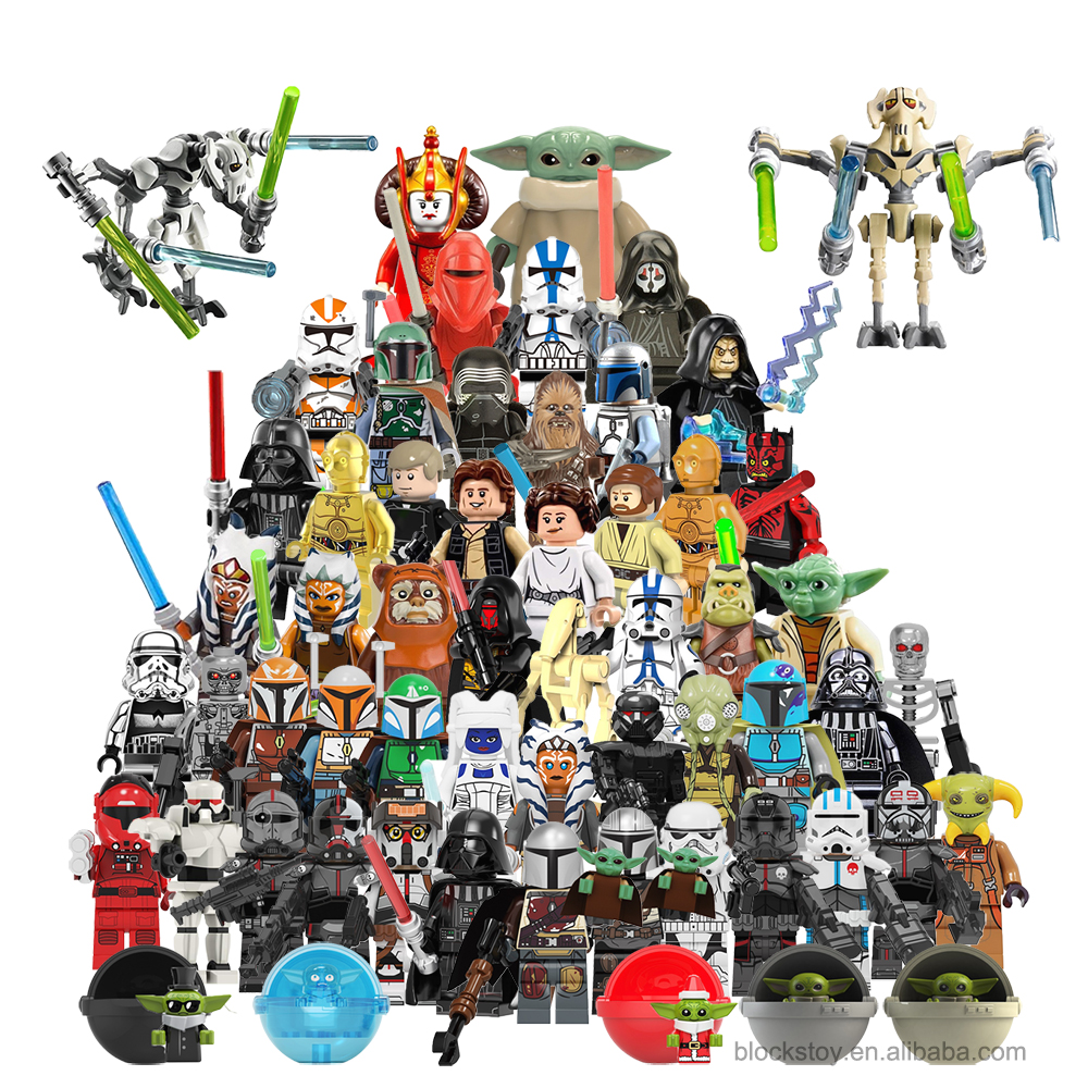 Hot Sale Movie Series Star Yoda Darth Vader Trooper Mandalorian Jabba Wars Mini Action Building Block Figure Toys 