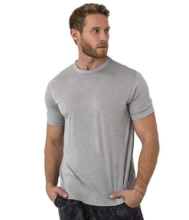 Wholesale Men's Quick Dry Merino Wool T Shirt Custom Printing Short Sleeves Base Layer Wool Tee Men 100% Merino Wool Shirt 