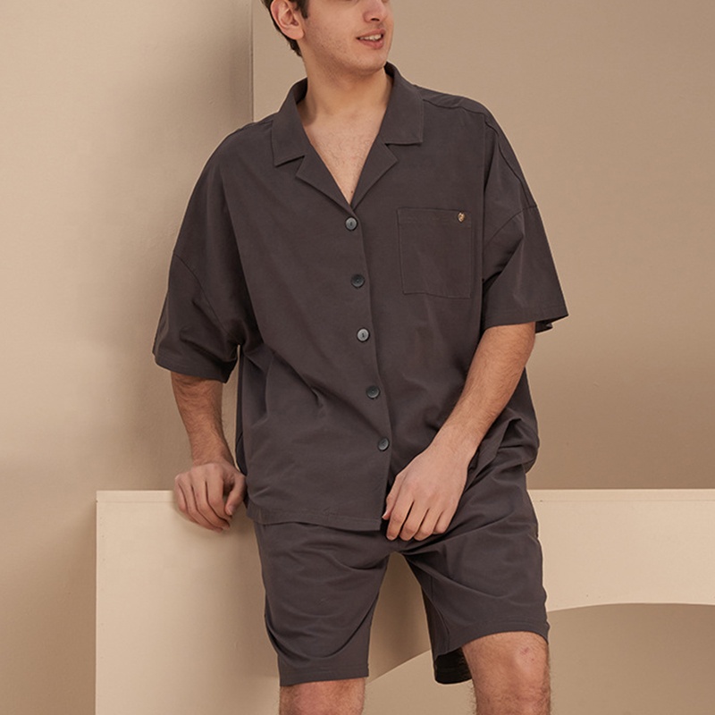 Wholesale Loungewear Men Short Sleeve Cotton Pajama Set Male Plus Size Sleep Clothing Casual Sleepwear Men's Sleepwear 