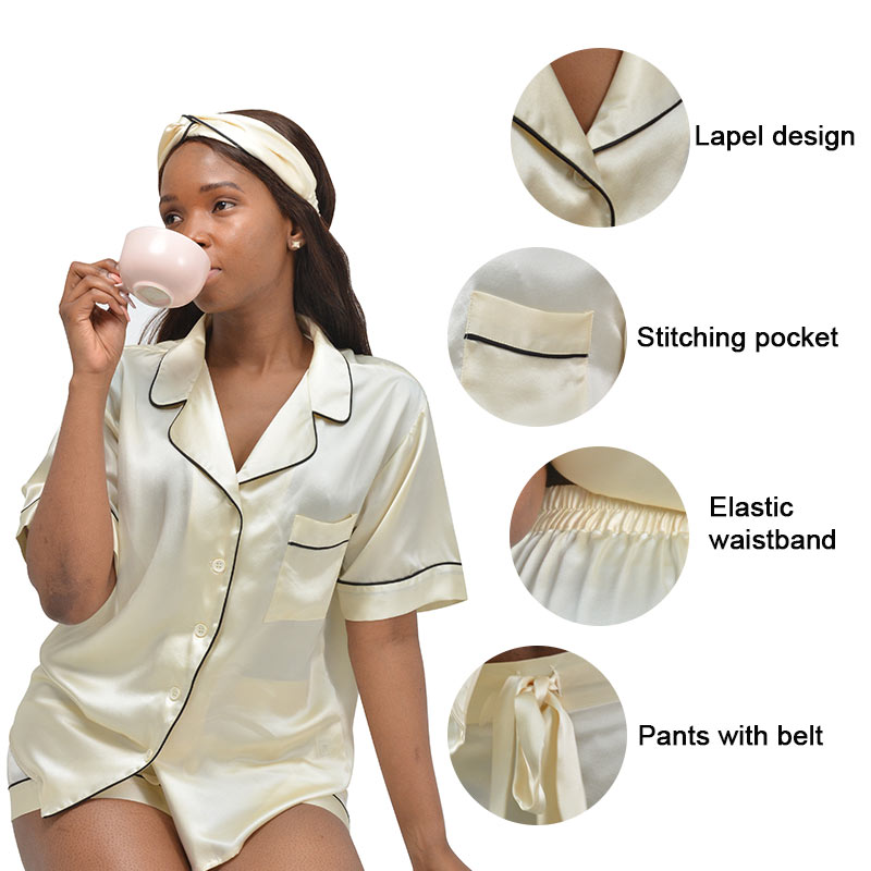 High Quality Pajamas Sleepwear Women's Two Piece Set Sexy Female Spring And Summer Mulberry Silk Girl Pajamas 