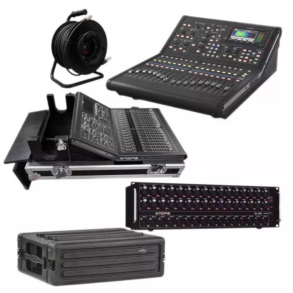Midas M32r Live Digital Mixer + Dl32 Stage Box + 150' Cat5 Network Cable Spool 