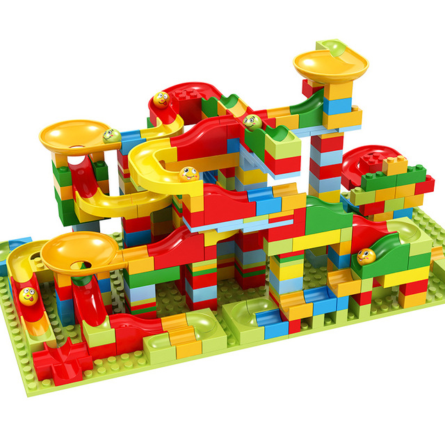 336pcs Marble Race Run Big Block Compatible Building Blocks Funnel Slide Blocks Diy Big Bricks Toys For Children Gift 