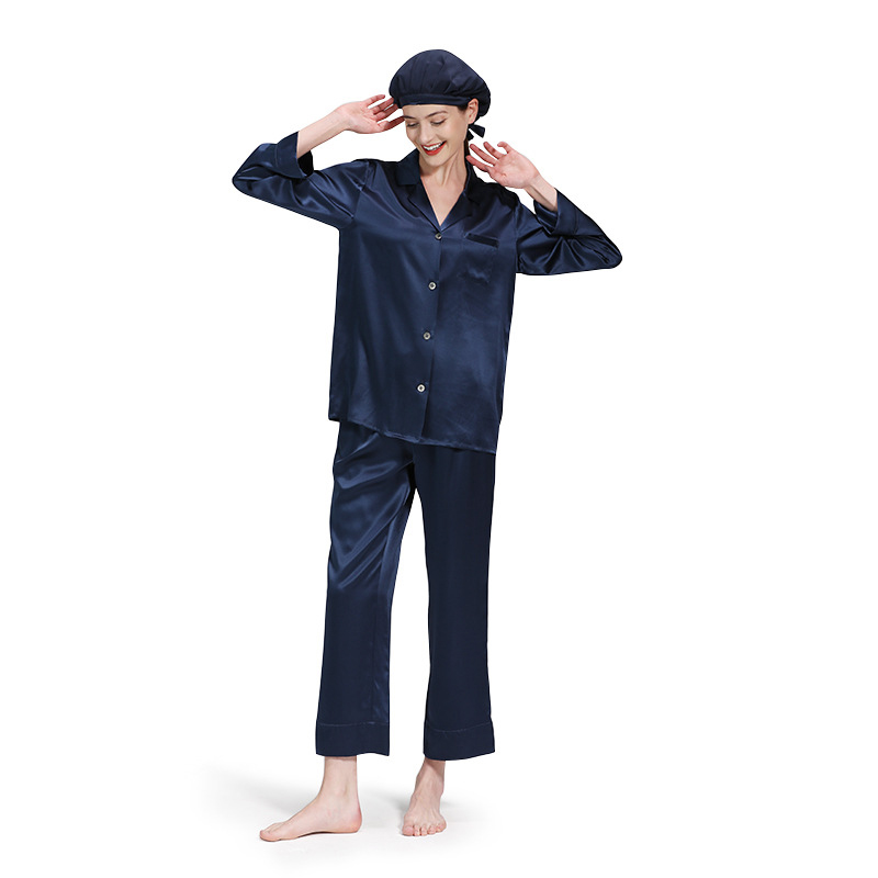 Silk Pajamas For Women Comfy Two Piece Silk Pj Set Long Sleeve Real Mulberry Silk Sleepwear Lounewear Ladies 