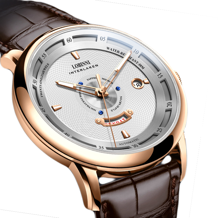 Lobinni 18071 Minimalist Style Wristwatch Luminous Mechanical Watches Men Automatic 