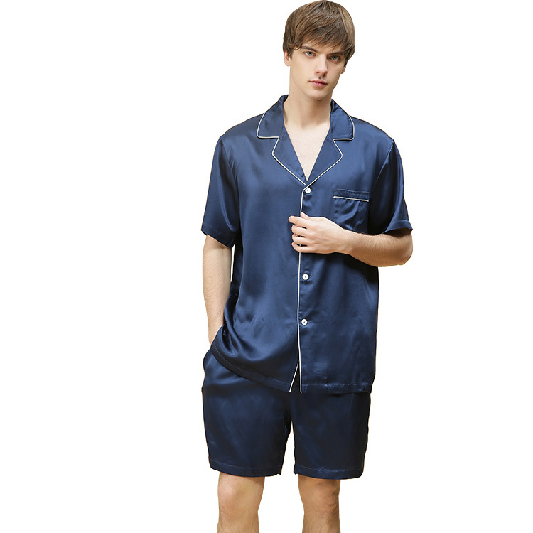 Short-sleeved Silk Luxury And Noble Men's Silk Pajamas Suit For Summer 