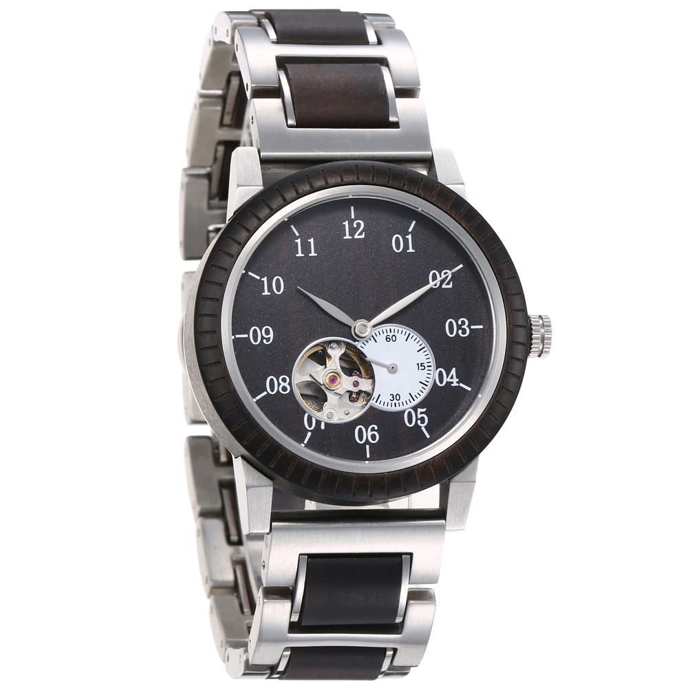 Dropshipping Wholesale Men's Sports Waterproof Stainless Steel Automatic Mechanical Wristwatch Man Wood Watches 