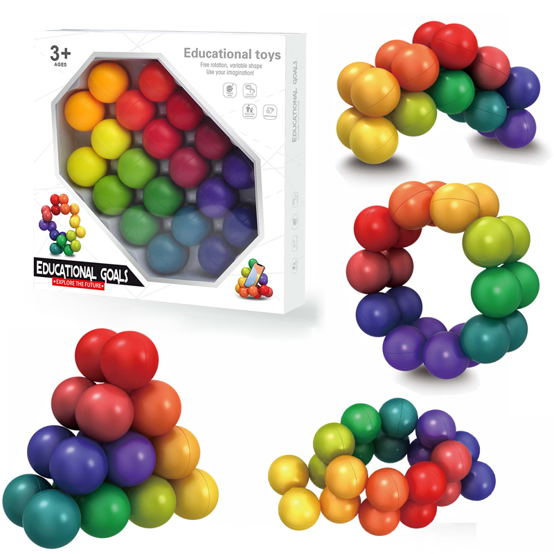 2022 New Fidget Toys Colorful Board Games Free Rotation Variable Shape Educational Puzzle Ball Stress Relief Toys 