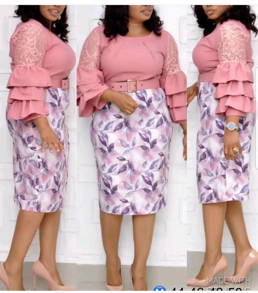 African Floral Dress Women's Summer Clothing O Neck Chiffon Dresses Office Lady Fashion Festival Dress 