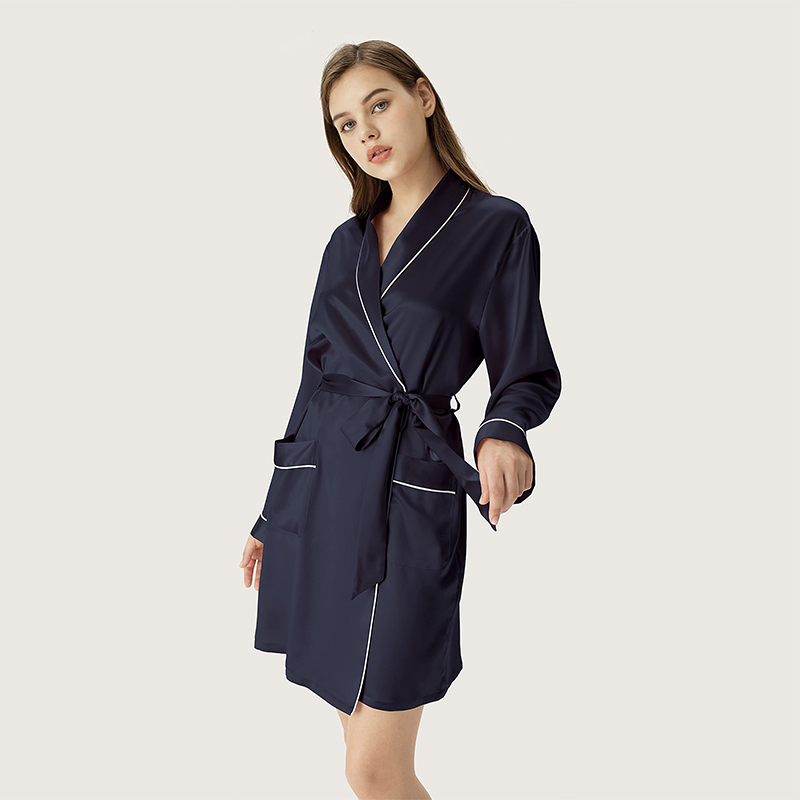 Women's Pure Short Silky Robes Bridesmaid Bride Party Satin Robes Sleepwear 