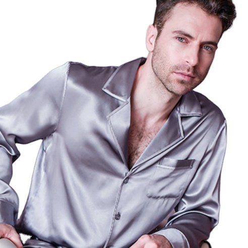 Simple And Soft 100% Silk Satin Men's Sleepwear 