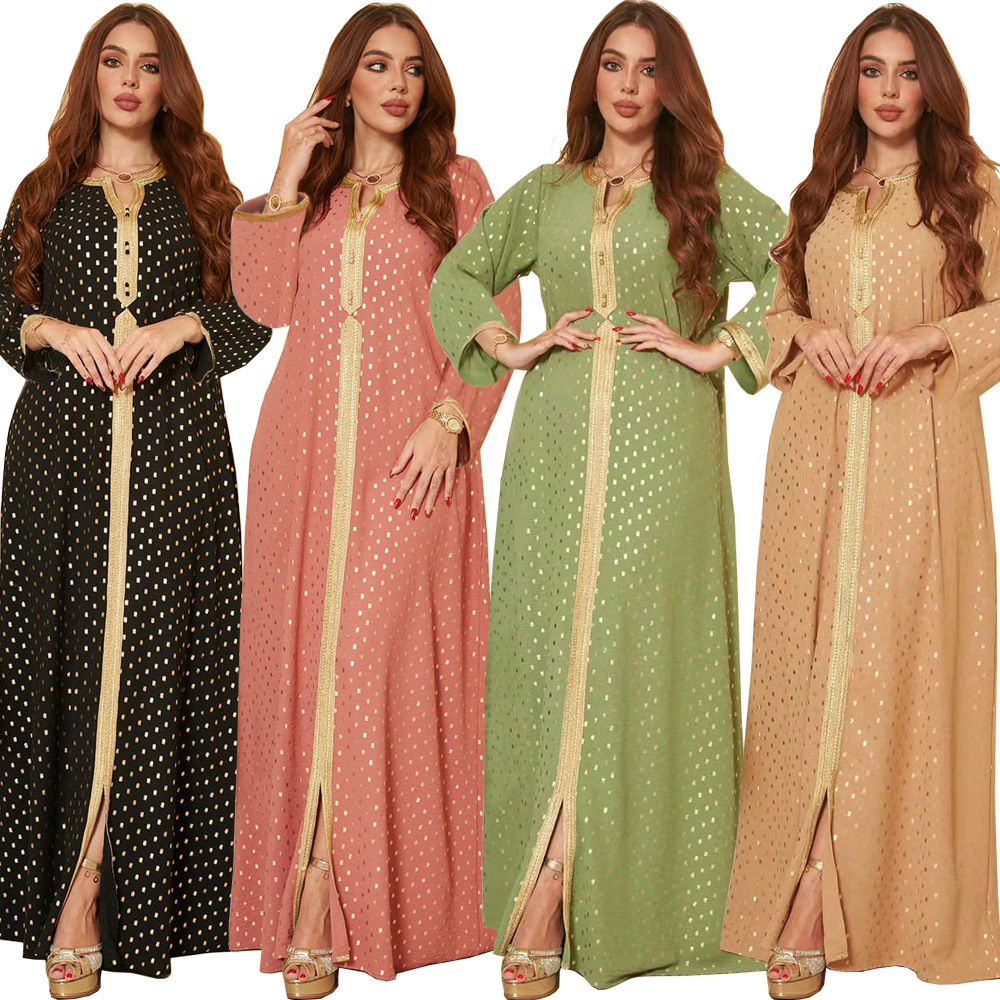 High Quality Middle East Dubai Fashion Lace Jilbab Abaya Muslim Dress Gilded Abaya Women Muslim Long Dress 
