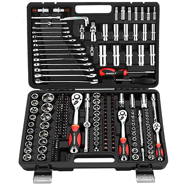 Heavy Duty 150pcs Hand Tool Kit 1/4" 1/2" Socket Wrench Spanner Set Auto Repair Tool Box 