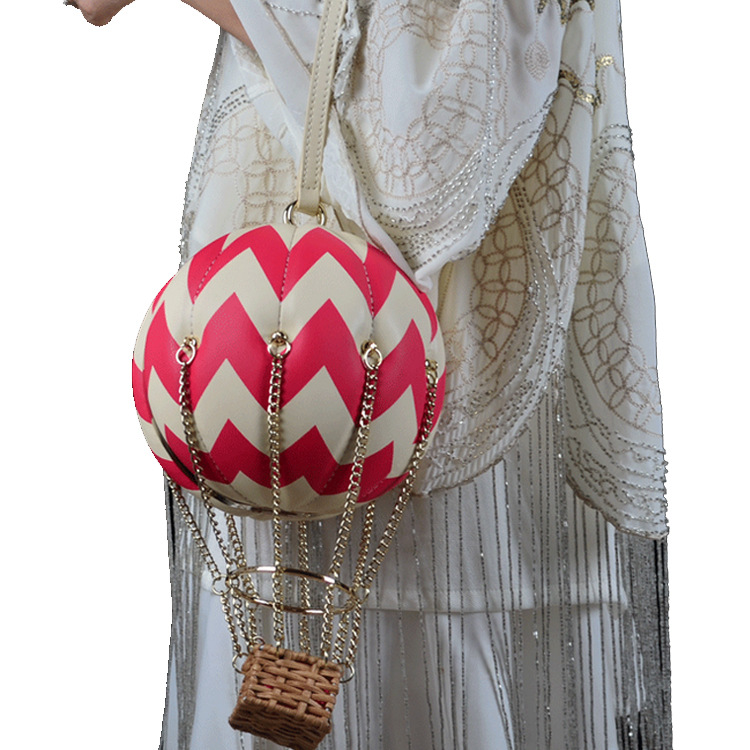 Hot Air Balloon Ladies Shoulder Bag Check Pattern Chain Ladies Portable Magnetic Buckle Bag Leather Handbags 
